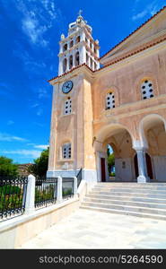 in paros cyclades greece old church and greek village the sky