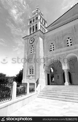 in paros cyclades greece old church and greek village the sky