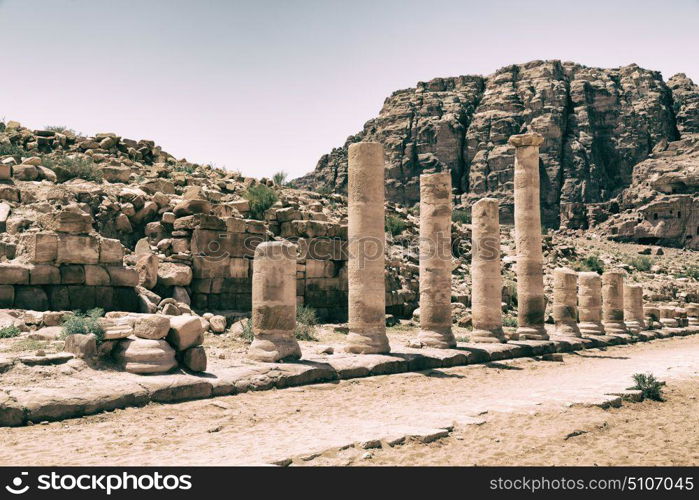 in petra jordan the antique street full of columns and architecture heritage