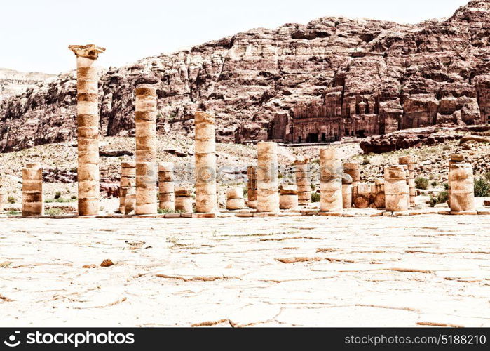 in petra jordan the antique street full of columns and architecture heritage