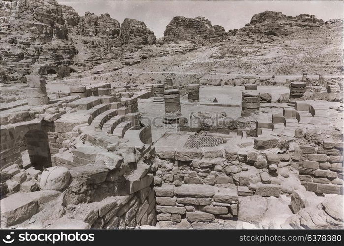 in petra jordan the antique street full of columns and architecture heritage