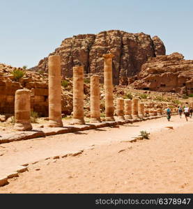 in petra jordan the antique street full of columns and architecture heritage