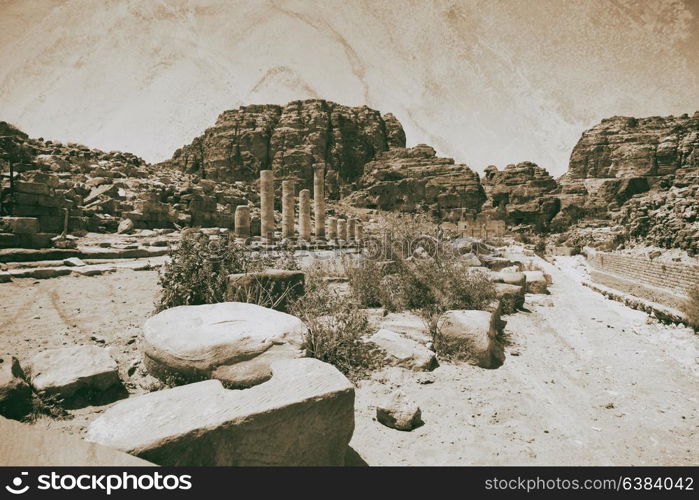 in petra jordan the antique street full of columns and architecture heritage