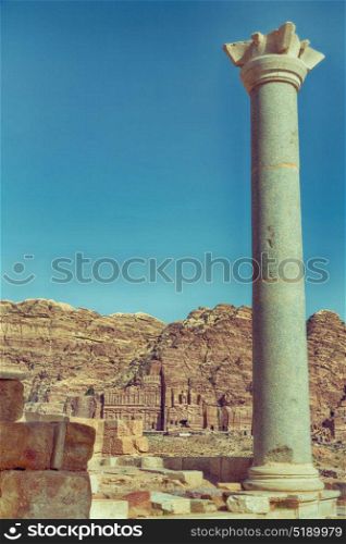 in petra jordan the view of the monuments from the ruins of the antique church