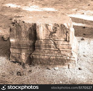 in phaselis temple turkey asia old ruined column and destroyed stone