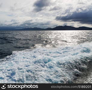 in philippines island the pacific ocean clouds and lights view from a boat