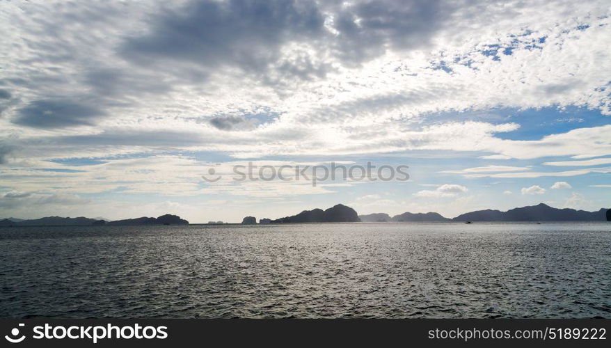 in philippines island the pacific ocean clouds and lights view from a boat