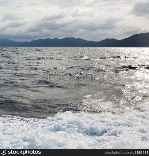 in philippines island the pacific ocean clouds and lights view from a boat