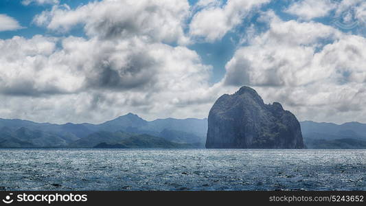 in philippines island the pacific ocean clouds and lights view from a boat