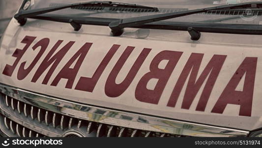 in philippines old dirty bonnet of an ambulance concept of medical care