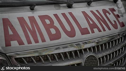 in philippines old dirty bonnet of an ambulance concept of medical care