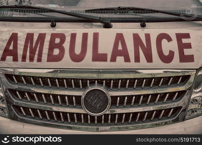 in philippines old dirty bonnet of an ambulance concept of medical care