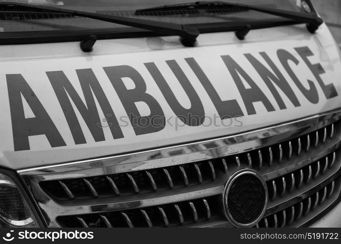 in philippines old dirty bonnet of an ambulance concept of medical care