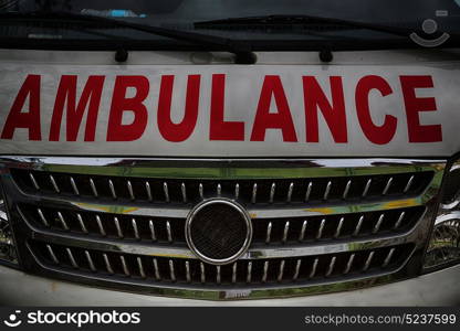 in philippines old dirty bonnet of an ambulance concept of medical care