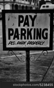 in philippines old dirty label of parking signal concept