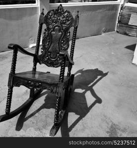 in philippines old dirty terrace whith rocking chair empty