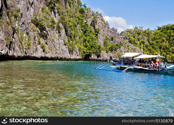 in philippines view from a cliff of the beautiful paradise bay and tropical lagoon