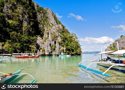 in philippines view from a cliff of the beautiful paradise bay and tropical lagoon