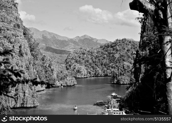 in philippines view from a cliff of the beautiful paradise bay and tropical lagoon