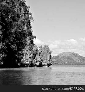 in philippines view from a cliff of the beautiful paradise bay and tropical lagoon