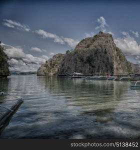 in philippines view from a cliff of the beautiful paradise bay and tropical lagoon