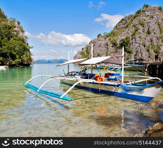 in philippines view from a cliff of the beautiful paradise bay and tropical lagoon