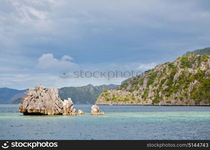 in philippines view from a cliff of the beautiful paradise bay and tropical lagoon