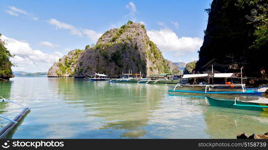 in philippines view from a cliff of the beautiful paradise bay and tropical lagoon