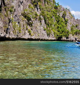 in philippines view from a cliff of the beautiful paradise bay and tropical lagoon