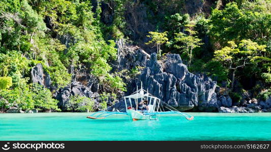 in philippines view from a cliff of the beautiful paradise bay and tropical lagoon