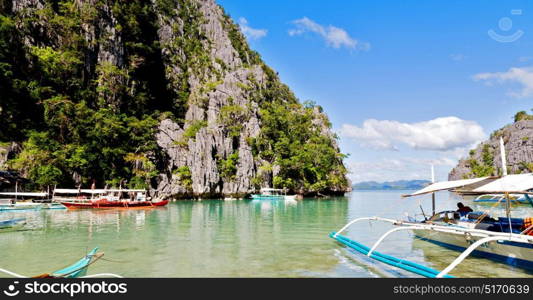 in philippines view from a cliff of the beautiful paradise bay and tropical lagoon