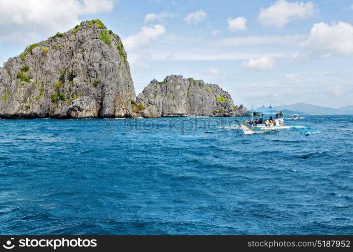 in philippines view from a cliff of the beautiful paradise bay and tropical lagoon