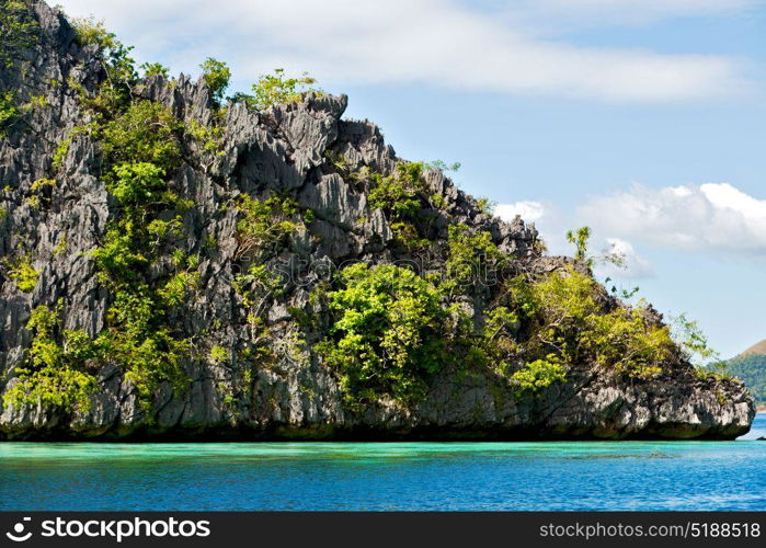 in philippines view from a cliff of the beautiful paradise bay and tropical lagoon