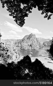 in philippines view from a cliff of the beautiful paradise bay and tropical lagoon