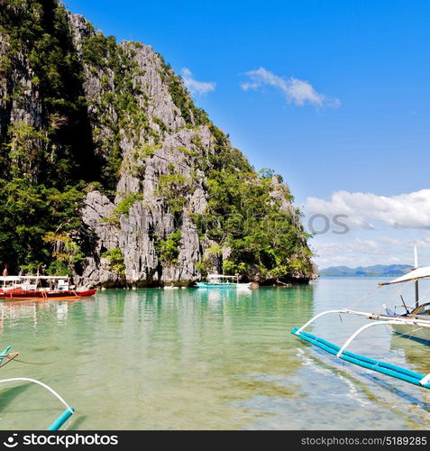 in philippines view from a cliff of the beautiful paradise bay and tropical lagoon