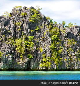 in philippines view from a cliff of the beautiful paradise bay and tropical lagoon