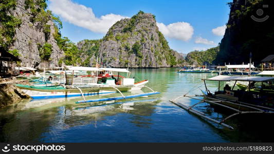 in philippines view from a cliff of the beautiful paradise bay and tropical lagoon