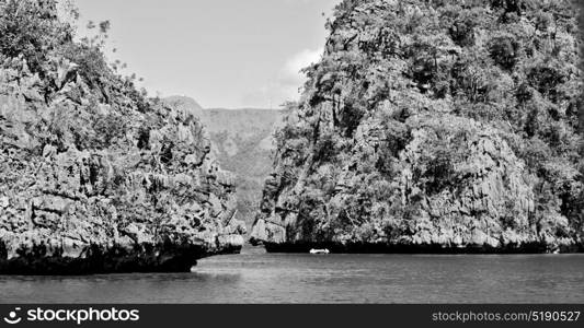 in philippines view from a cliff of the beautiful paradise bay and tropical lagoon