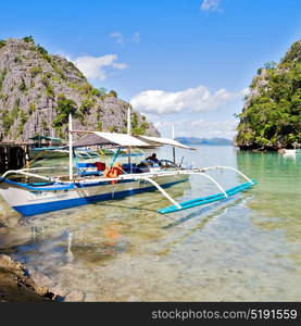 in philippines view from a cliff of the beautiful paradise bay and tropical lagoon