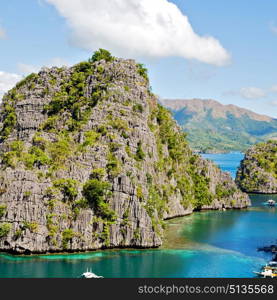 in philippines view from a cliff of the brautiful paradise bay and tropical lagoon