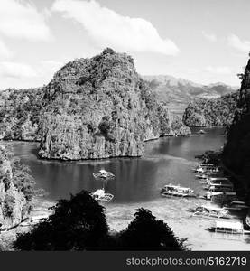 in philippines view from a cliff of the brautiful paradise bay and tropical lagoon