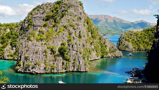 in philippines view from a cliff of the brautiful paradise bay and tropical lagoon