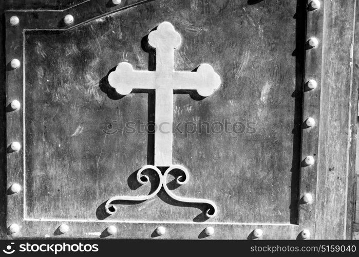 in saint george church of jordan the doorway and a cross like background concept