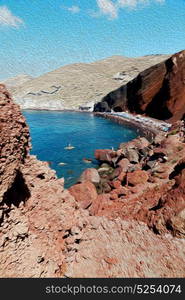 in santorini greece europe water and mediterranean coastline sea red beach