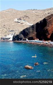 in santorini greece europe water and mediterranean coastline sea red beach