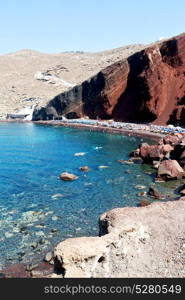 in santorini greece europe water and mediterranean coastline sea red beach