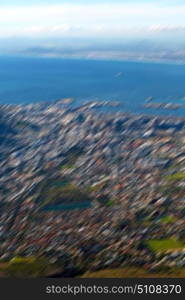 in south africa cape town city skyline from table mountain sky ocean and house