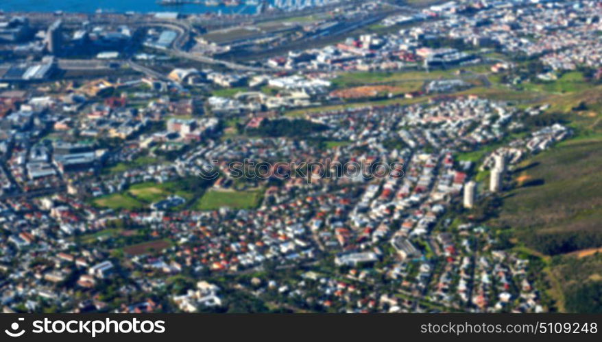 in south africa cape town city skyline from table mountain sky ocean and house