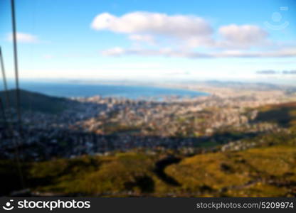 in south africa cape town city skyline from table mountain sky ocean and house