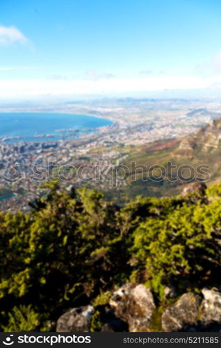 in south africa cape town city skyline from table mountain sky ocean and house